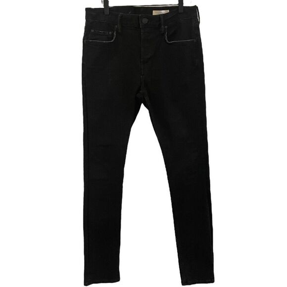 All Saints Black Distressed Gothic Grunge High Rise Button Fly Cigarette Jeans S - Picture 2 of 11